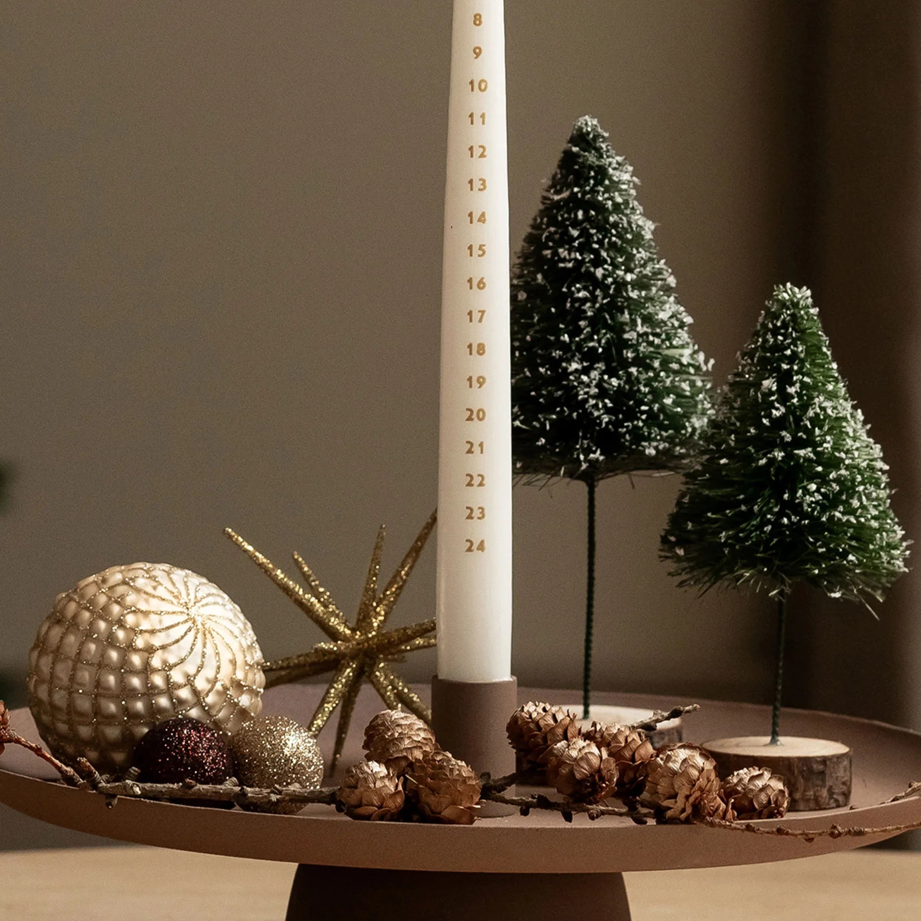 Kalenderlys m. lak og guld print